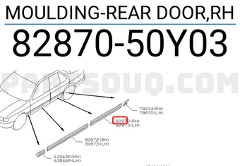 Nissan 8287050Y03 MOULDING-REAR DOOR,RH