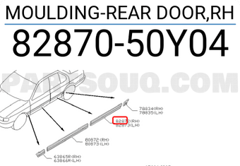 Nissan 8287050Y04 MOULDING-REAR DOOR,RH