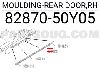 Nissan 8287050Y05 MOULDING-REAR DOOR,RH