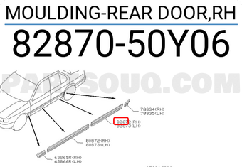 Nissan 8287050Y06 MOULDING-REAR DOOR,RH