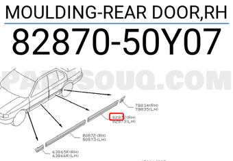 Nissan 8287050Y07 MOULDING-REAR DOOR,RH
