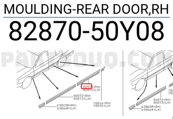 Nissan 8287050Y08 MOULDING-REAR DOOR,RH