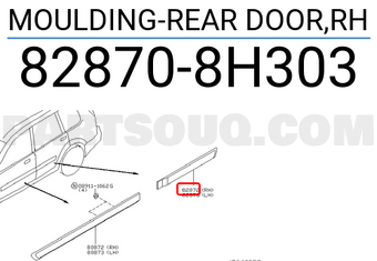 Nissan 828708H303 MOULDING-REAR DOOR,RH