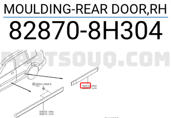 Nissan 828708H304 MOULDING-REAR DOOR,RH