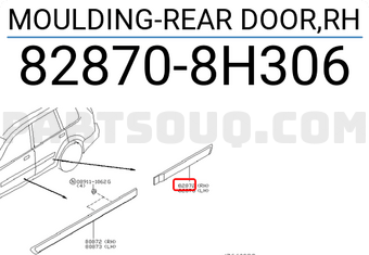 Nissan 828708H306 MOULDING-REAR DOOR,RH