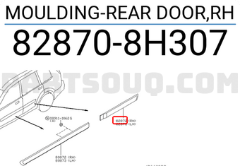 Nissan 828708H307 MOULDING-REAR DOOR,RH