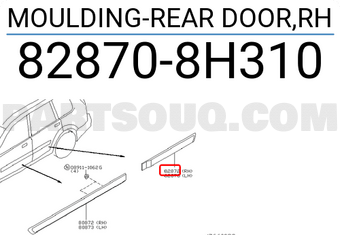 Nissan 828708H310 MOULDING-REAR DOOR,RH