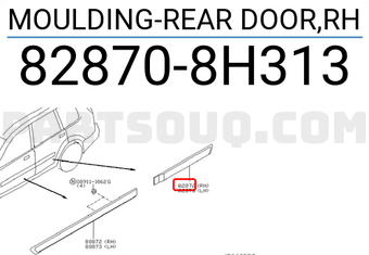 Nissan 828708H313 MOULDING-REAR DOOR,RH