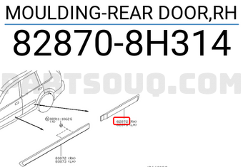 Nissan 828708H314 MOULDING-REAR DOOR,RH