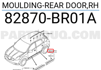 Nissan 82870BR01A MOULDING-REAR DOOR,RH