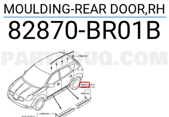 Nissan 82870BR01B MOULDING-REAR DOOR,RH