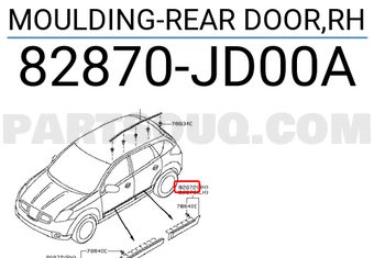 Nissan 82870JD00A MOULDING-REAR DOOR,RH