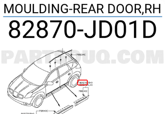 Nissan 82870JD01D MOULDING-REAR DOOR,RH