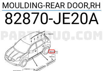 Nissan 82870JE20A MOULDING-REAR DOOR,RH