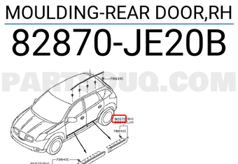 Nissan 82870JE20B MOULDING-REAR DOOR,RH