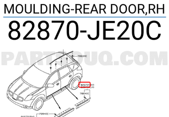 Nissan 82870JE20C MOULDING-REAR DOOR,RH