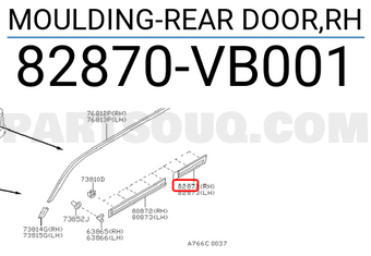 Nissan 82870VB001 MOULDING-REAR DOOR,RH