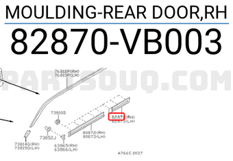 Nissan 82870VB003 MOULDING-REAR DOOR,RH