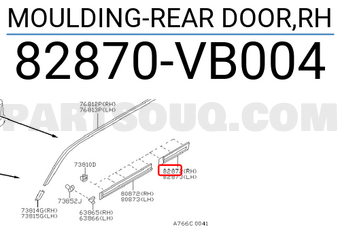 Nissan 82870VB004 MOULDING-REAR DOOR,RH