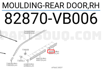 Nissan 82870VB006 MOULDING-REAR DOOR,RH