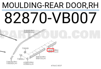 Nissan 82870VB007 MOULDING-REAR DOOR,RH