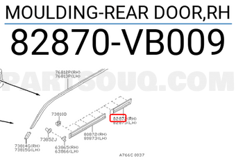 Nissan 82870VB009 MOULDING-REAR DOOR,RH