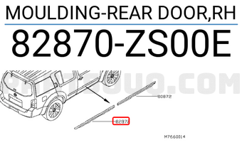 Nissan 82870ZS00E MOULDING-REAR DOOR,RH