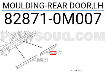 Nissan 828710M007 MOULDING-REAR DOOR,LH