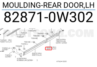 Nissan 828710W302 MOULDING-REAR DOOR,LH