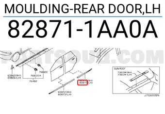 Nissan 828711AA0A MOULDING-REAR DOOR,LH