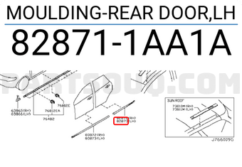 Nissan 828711AA1A MOULDING-REAR DOOR,LH