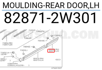 Nissan 828712W301 MOULDING-REAR DOOR,LH