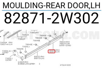 Nissan 828712W302 MOULDING-REAR DOOR,LH