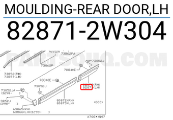 Nissan 828712W304 MOULDING-REAR DOOR,LH