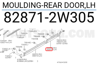Nissan 828712W305 MOULDING-REAR DOOR,LH