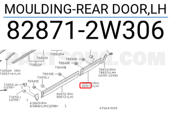 Nissan 828712W306 MOULDING-REAR DOOR,LH