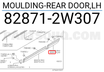 Nissan 828712W307 MOULDING-REAR DOOR,LH