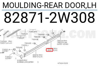 Nissan 828712W308 MOULDING-REAR DOOR,LH