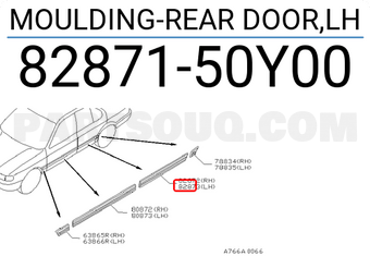 Nissan 8287150Y00 MOULDING-REAR DOOR,LH