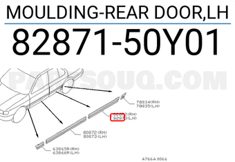 Nissan 8287150Y01 MOULDING-REAR DOOR,LH