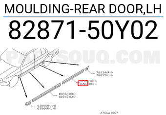 Nissan 8287150Y02 MOULDING-REAR DOOR,LH