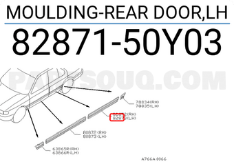 Nissan 8287150Y03 MOULDING-REAR DOOR,LH