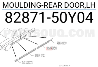 Nissan 8287150Y04 MOULDING-REAR DOOR,LH