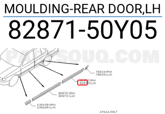 Nissan 8287150Y05 MOULDING-REAR DOOR,LH