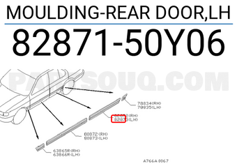 Nissan 8287150Y06 MOULDING-REAR DOOR,LH