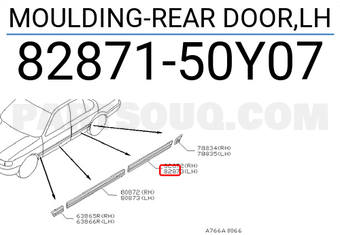 Nissan 8287150Y07 MOULDING-REAR DOOR,LH