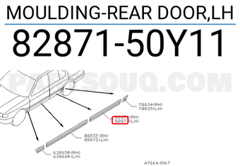 Nissan 8287150Y11 MOULDING-REAR DOOR,LH