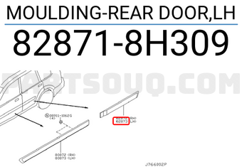Nissan 828718H309 MOULDING-REAR DOOR,LH