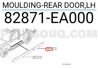 Nissan 82871EA000 MOULDING-REAR DOOR,LH