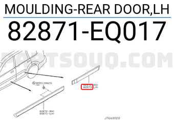 Nissan 82871EQ017 MOULDING-REAR DOOR,LH